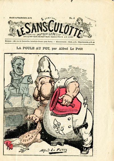 Omslag til “”Le Sans-Panlotte””, nummer 4, Satirical in Colors av Alfred Le Petit