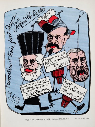 Jules Favre, Trochu og Ducrot, fra History of the Third Republic, Vol. I, Politisk historie, pub.1933 (farge litho) av Alfred Le Petit