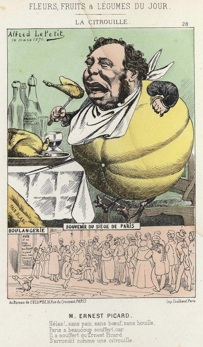 La Pumpkin: Caricature on Ernest Picard - ill. of 14/03/1871 “Flowers, Fruits and Vegetables of the Day” av Alfred Le Petit