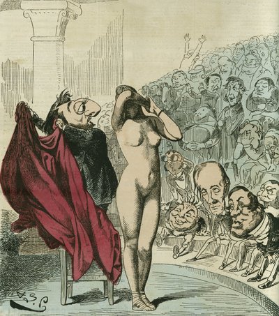 Den nye phryne, ifølge et maleri av Gerome, ville Phryne være Republique avduket. i "" L