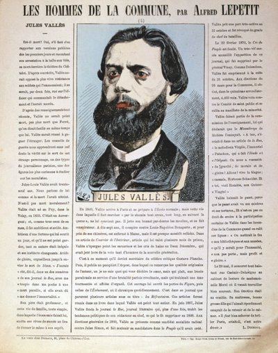 Jules Valles, fransk journalist, forfatter og medlem av Paris-kommunen, 1871 av Alfred Lepetit