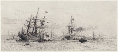 Frakt på Mersey (etsing) av Alfred-Louis Brunet-Debaines