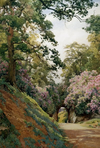 En blomstrende lysning. Maleri av Alfred William Parsons (britisk 1847–1920). Privat samling. av Alfred Parsons
