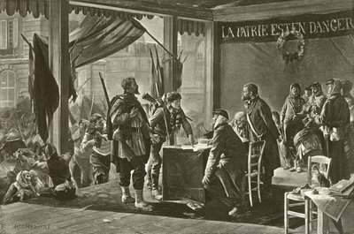 Innmeldingen av frivillige, 1870 (dypptrykk) av Alfred Paul Marie Richemont