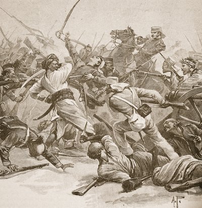 'It was Bayonet to Bayonet', illustrasjon fra 'Battles of the Nineteenth Century' av Archibald Forbes, GA Henty og major Arthur Griffiths av Alfred Pearse
