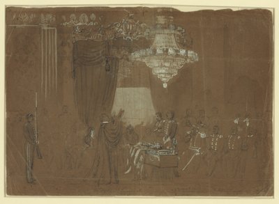 Begravelsestjeneste over oberst Ellsworth i White House East Room Abstrakt/medium av Alfred R. Waud