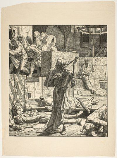 Death the Strangler, Det første utbruddet av kolera på et maskeball i Paris, 1831 av Alfred Rethel