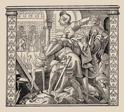 Die Nibelungen. Hvordan Rudigers korps presenteres for Krimhild, 1840-1841. av Alfred Rethel