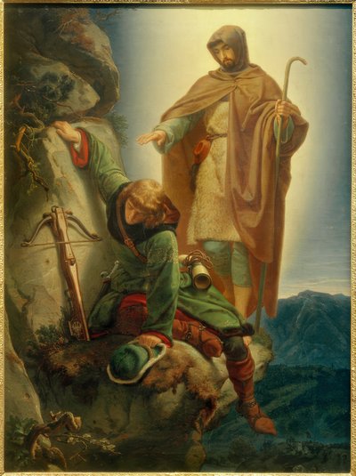 Skytsengel redder Maximilian i Martinswand / Rethel av Alfred Rethel