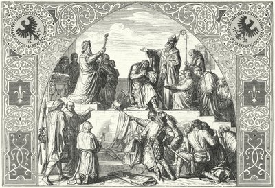 Dåpen til den saksiske høvdingen Widukind, 785 (gravering) av Alfred Rethel
