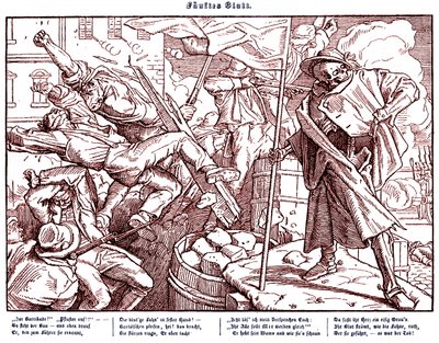 Totentanz 1848: Death leads revolutionary citizens av Alfred Rethel