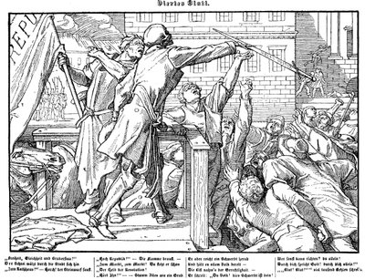 Totentanz 1848: Døden tilbyr rettferdighetens sverd av Alfred Rethel
