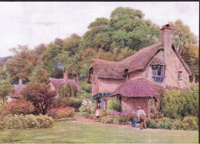Almshouses, Selworthy Green, Somerset, fra The Cottages and the Village Life of Rural England utgitt av Dent & Sons Limited av Alfred Robert Quinton