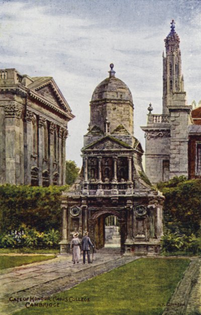 Cambridge: Gate of Honour, Caius College (farge litho) av Alfred Robert Quinton