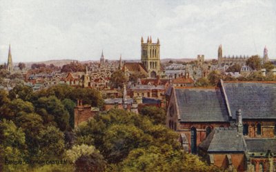 Cambridge, fra Castle Hill (farge litho) av Alfred Robert Quinton