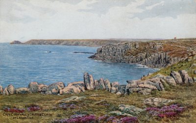Cape Cornwall, og Caves and Cliffs, ved Lands End av Alfred Robert Quinton
