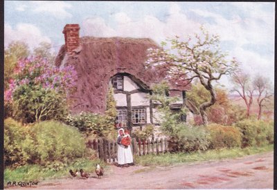 Lilac and Apple Blossoms, Harvington, Worcester, fra The Cottages and the Village Life of Rural England utgitt av Dent & Sons Limited, 1912 av Alfred Robert Quinton
