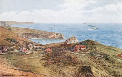 Lulworth Cove, ovenfra (farge litho) av Alfred Robert Quinton