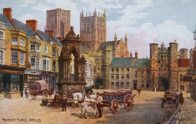 Market Place, Wells (farge litho) av Alfred Robert Quinton