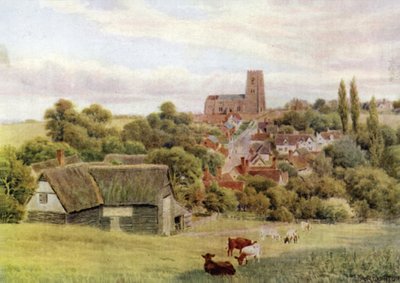 The Church on the Hill, Kersey, Suffolk av Alfred Robert Quinton