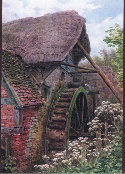 The Mill wheel, Elmley Castle, Worcester, fra The Cottages and the Village Life of Rural England utgitt av Dent & Sons Limited av Alfred Robert Quinton