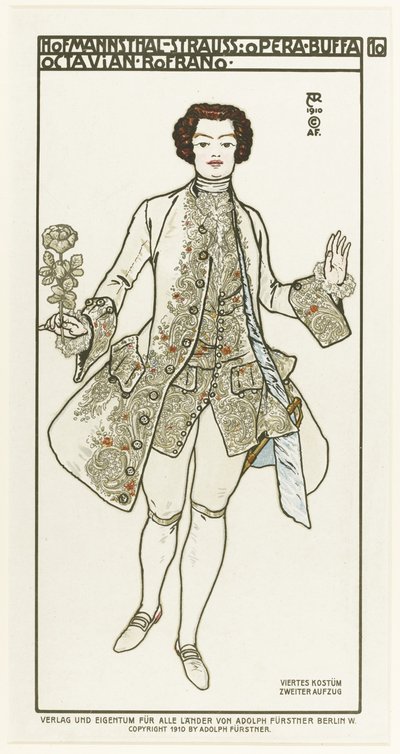 Kostymedesign for operaen Der Rosenkavalier The Knight of the Rose av Richard Strauss, 1910 av Alfred Roller