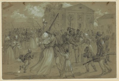 Afroamerikanske soldater samlet seg i Little Rock, Arkansas av Alfred Rudolph Waud