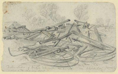 Ødeleggelse av brotelegraftanker osv. I Warrenton Junction av Alfred Rudolph Waud