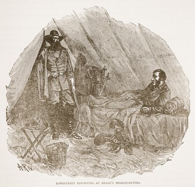 Longstreet Reporting ved Braggs hovedkvarter, fra en bokpub. 1896 av Alfred Rudolph Waud