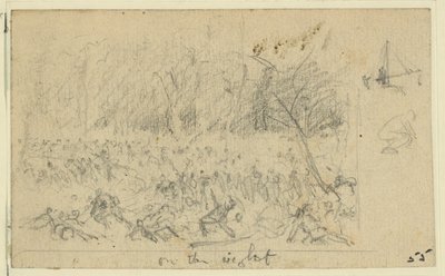 Grov skisse av en kampscene av Alfred Rudolph Waud