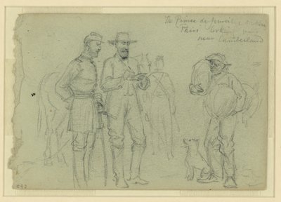 Prinsen de Joinville skisserer "Paris" og ser på, nær Cumberland av Alfred Rudolph Waud