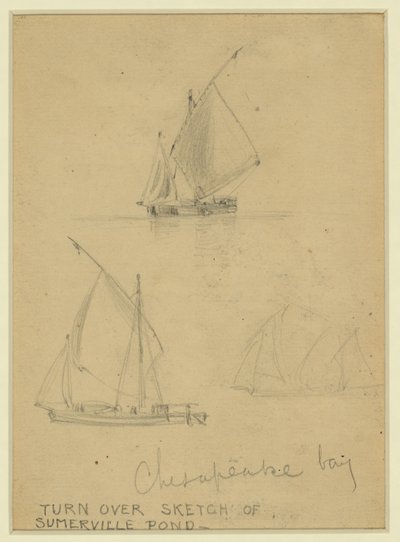 Tre seilbåter på Chesapeake Bay av Alfred Rudolph Waud