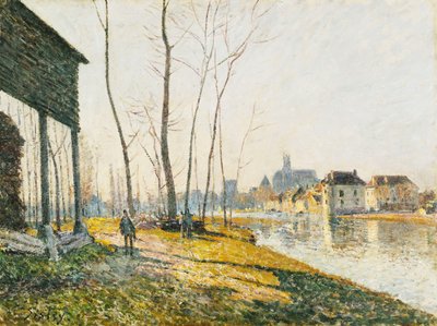 En februarmorgen i Moret-sur-Loing; Februar morgen i Moret-sur-Loing, 1881 av Alfred Sisley