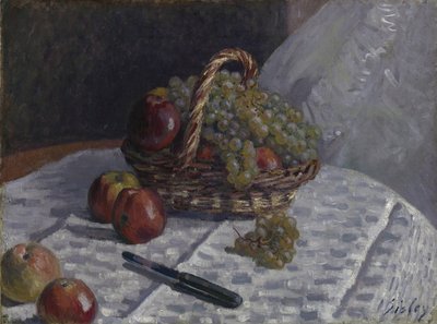 Epler og druer i en kurv, ca. 1880-81 av Alfred Sisley