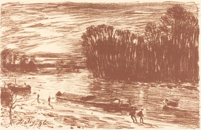Banks of the Loing nær Saint-Mammès av Alfred Sisley