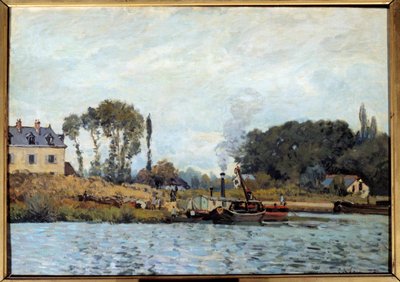 Båt ved Bougival-slusen Maleri av Alfred Sisley (1839-1899) 1873 Søn. 0,46x0,65 m Paris, musee d