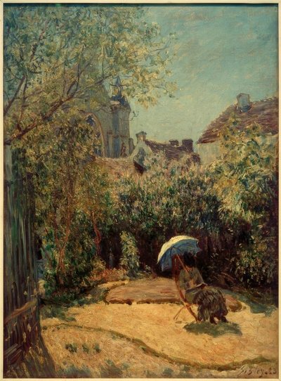 Kvinne med parasoll - Sommerscene av Alfred Sisley