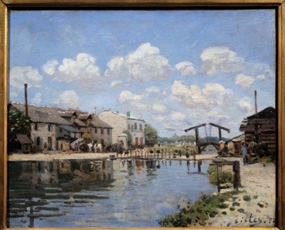 Canal Saint Martin i Paris i 1872 Utsikt over slusen. Maleri av Alfred Sisley (1839-1899) 1872 Dim. 0,38 x 0,46 m Paris, musee d