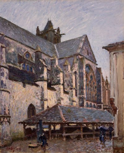 Kirken i Moret i regnet, 1894. av Alfred Sisley
