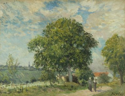Inngangen til landsbyen, ca. 1880 (olje på lerret) av Alfred Sisley