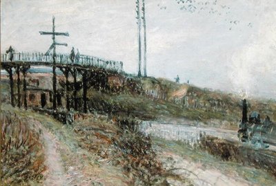 Gangbroen over jernbanen ved Sevres, ca. 1879 av Alfred Sisley