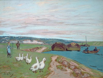 Gåsejenta (pastell) av Alfred Sisley