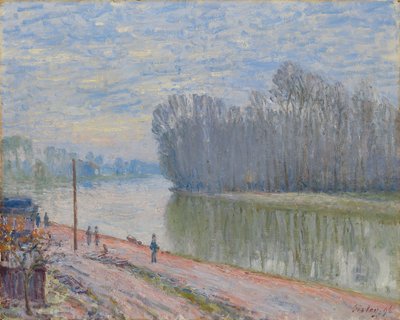 Loing-kanalen, morgen; Canal du Loing, morgeneffekt, 1896 av Alfred Sisley