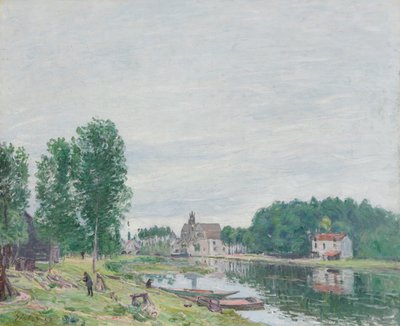 Matrat-båtverftet, Moret-Sur-Loing, regnvær av Alfred Sisley