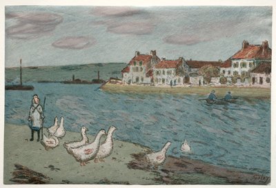 Elvebredden eller gjessene, 1897. av Alfred Sisley