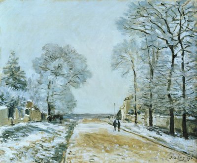The Road, Snow Effect, 1876 av Alfred Sisley