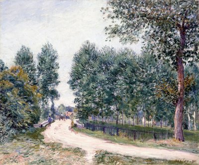 The Road of Saint-Mammes - Om morgenen av Alfred Sisley