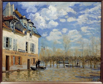 Båten under flommen, Port Marly (Port-Marly) Maleri av Alfred Sisley (1839-1899) 1876 Søn. 0,5x0,61 m Paris, musee d