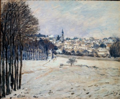 Snøen i Marly - olje på lerret av Alfred Sisley