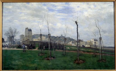 Utsikt over Montmartre tatt fra blomsterbyen ved Batignolles-maleriet av Alfred Sisley (1839-1899) 1869 Søn. 0,7x1,17 m Grenoble, Musee des Beaux Arts av Alfred Sisley